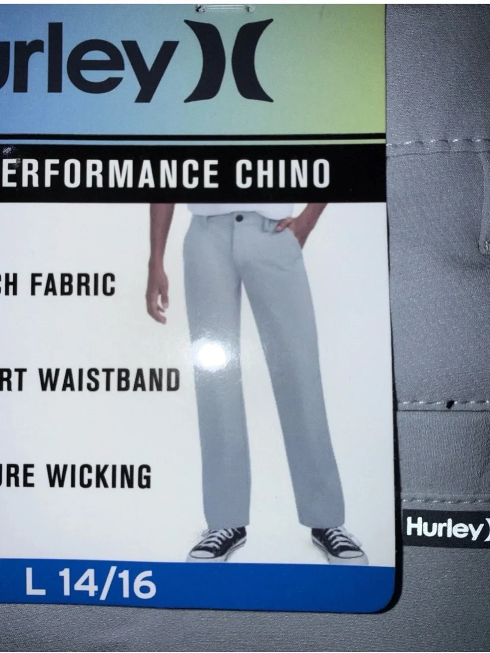 Hurley  NWT Size L 14/16 Light Gray Performance Stretch Chinos -001*